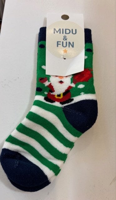Green Stripe Santa Unisex Çocuk Çorap