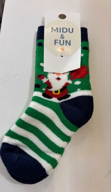 Green Stripe Santa Unisex Çocuk Çorap