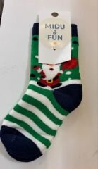 Green Stripe Santa Unisex Çocuk Çorap