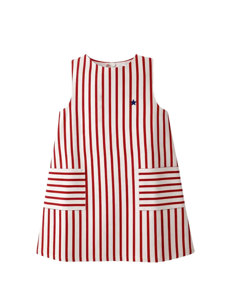 Fresh Stripe Çocuk Elbise - Kırmızı / Beyaz