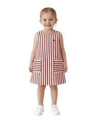Fresh Stripe Çocuk Elbise - Kırmızı / Beyaz