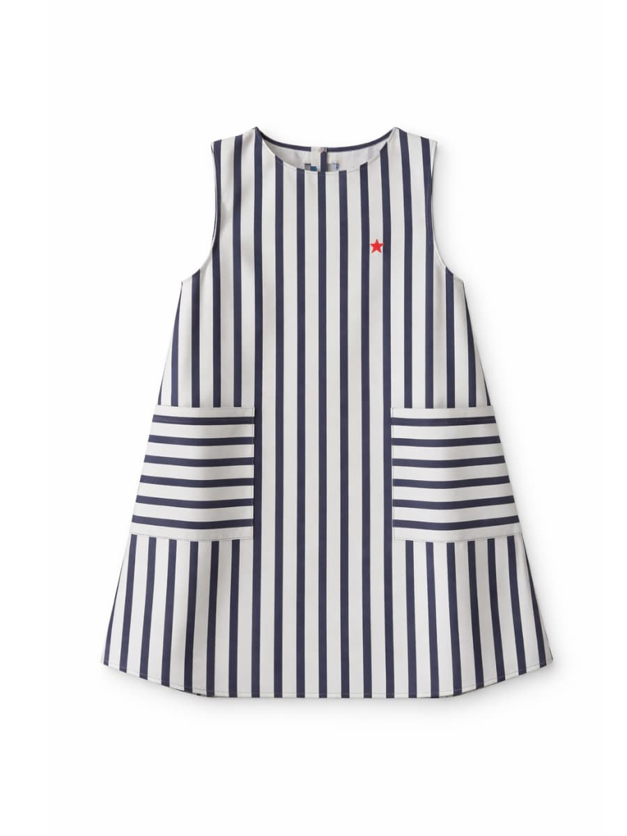 Fresh Stripe Çocuk Elbise - Lacivert / Beyaz