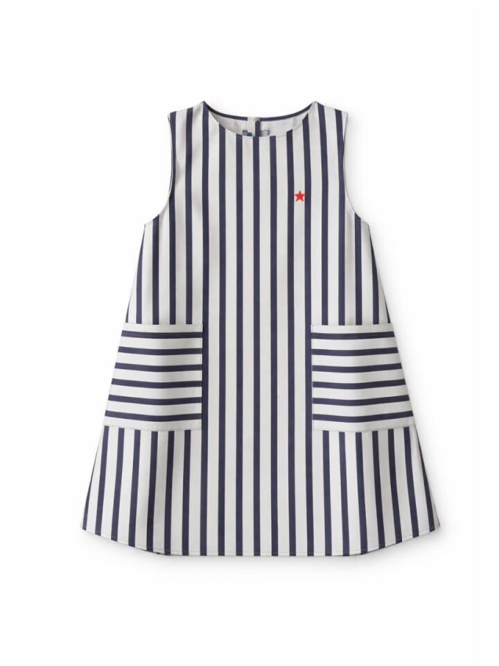 Fresh Stripe Çocuk Elbise - Lacivert / Beyaz 2-4 YAŞ