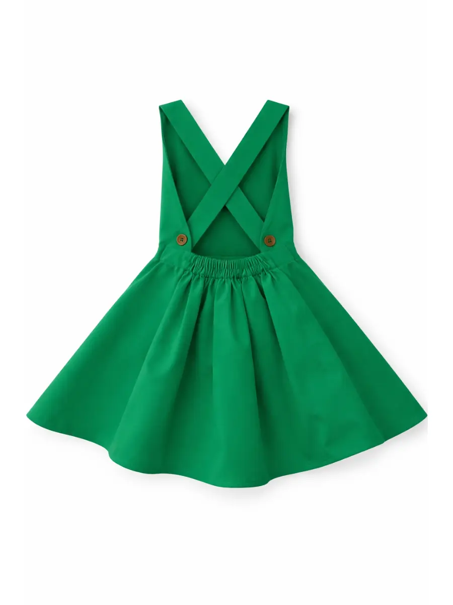 Cross Back Çocuk Elbise - Yeşil