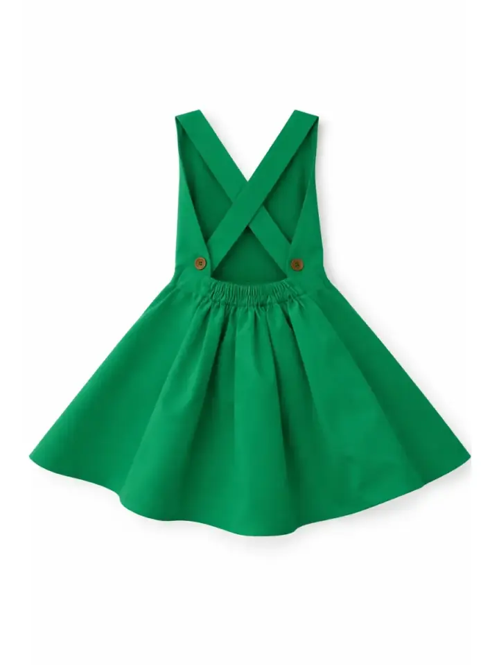Cross Back Çocuk Elbise - Yeşil