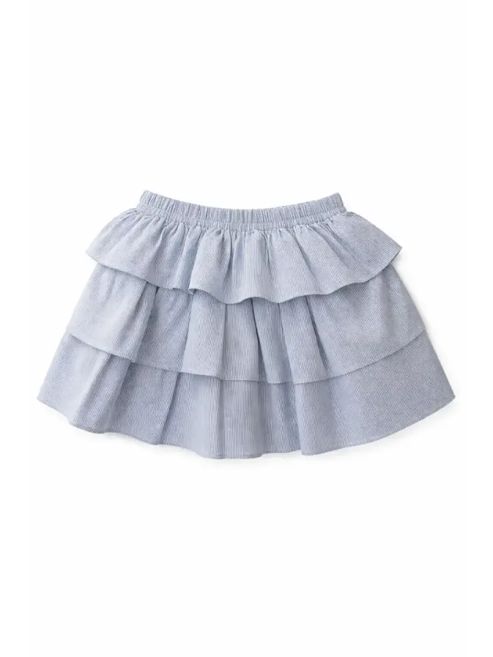 Ruffles Çocuk Etek - Mavi/Beyaz