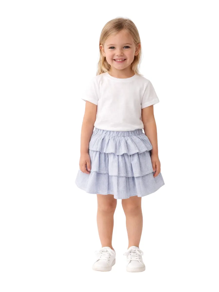 Ruffles Çocuk Etek - Mavi/Beyaz