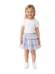 Ruffles Çocuk Etek - Mavi/Beyaz
