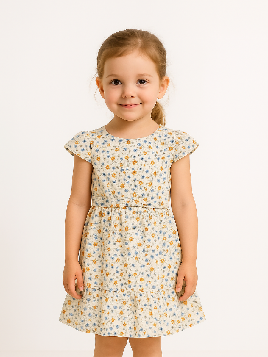 Blossom Kız Çocuk Elbise- Krem