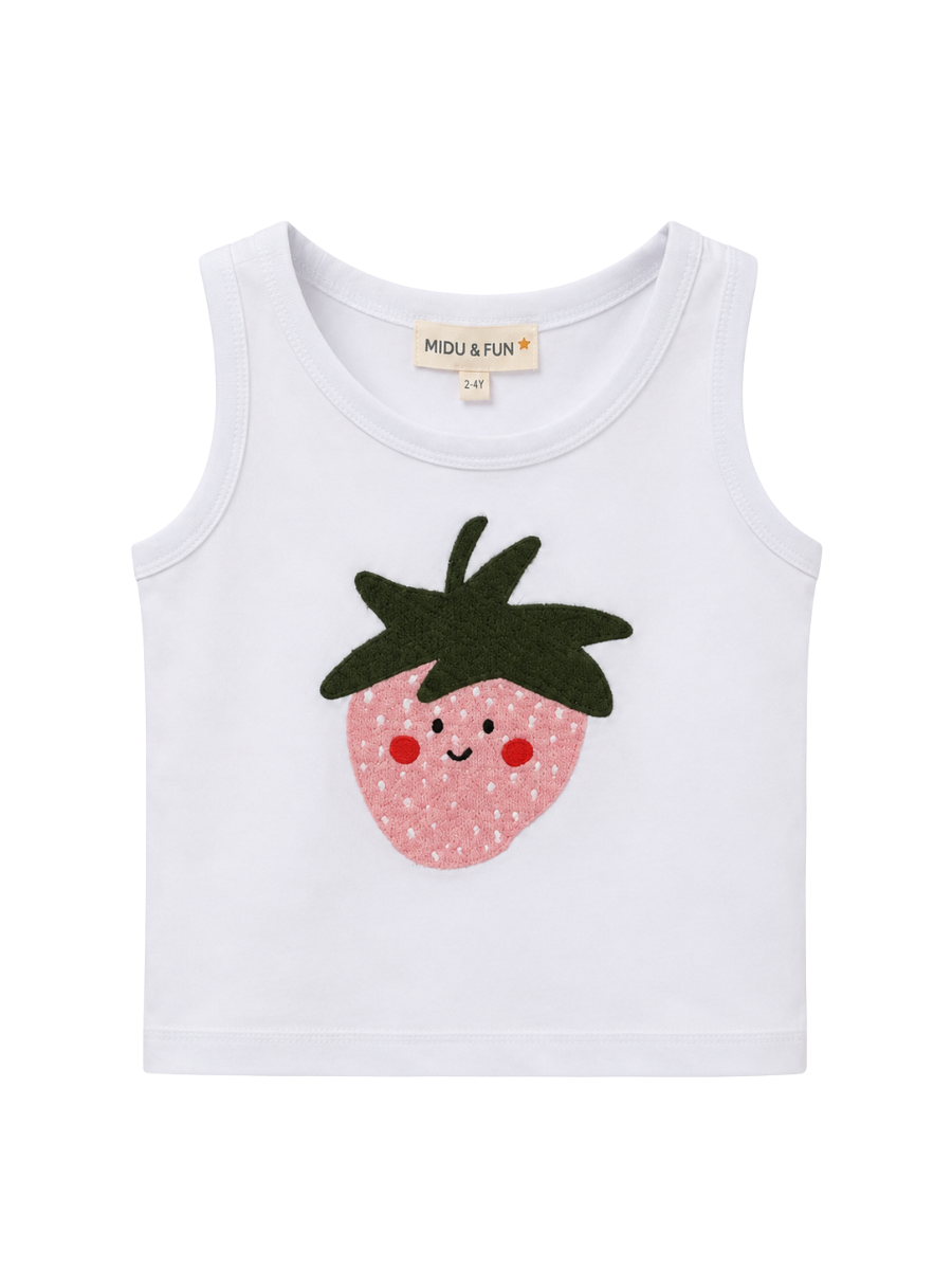 Strawberry Kız Çocuk Atlet - Beyaz