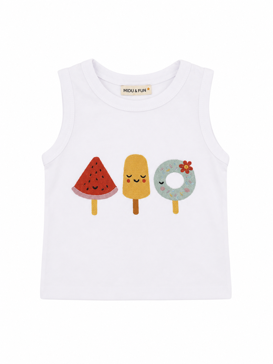 Summer Bites Kız Çocuk Atlet - Beyaz