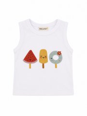 Summer Bites Kız Çocuk Atlet - Beyaz