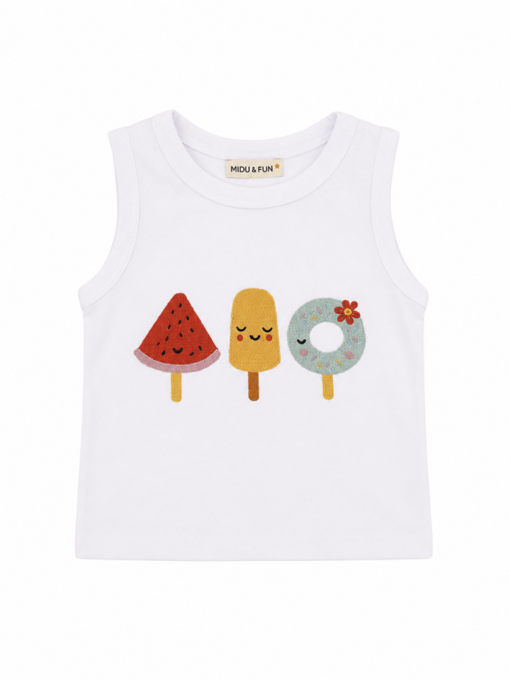 Summer Bites Kız Çocuk Atlet - Beyaz 2-4 YAŞ