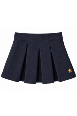 Navy Pleated Etek - Lacivert