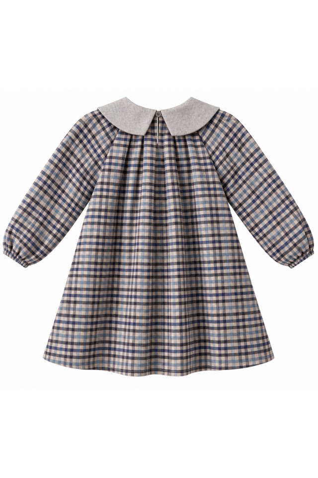 Cozy Check Elbise - Gri
