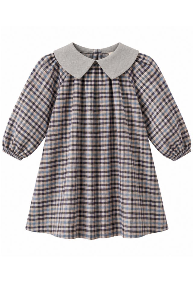 Cozy Check Elbise - Gri 1,5-2 YAŞ