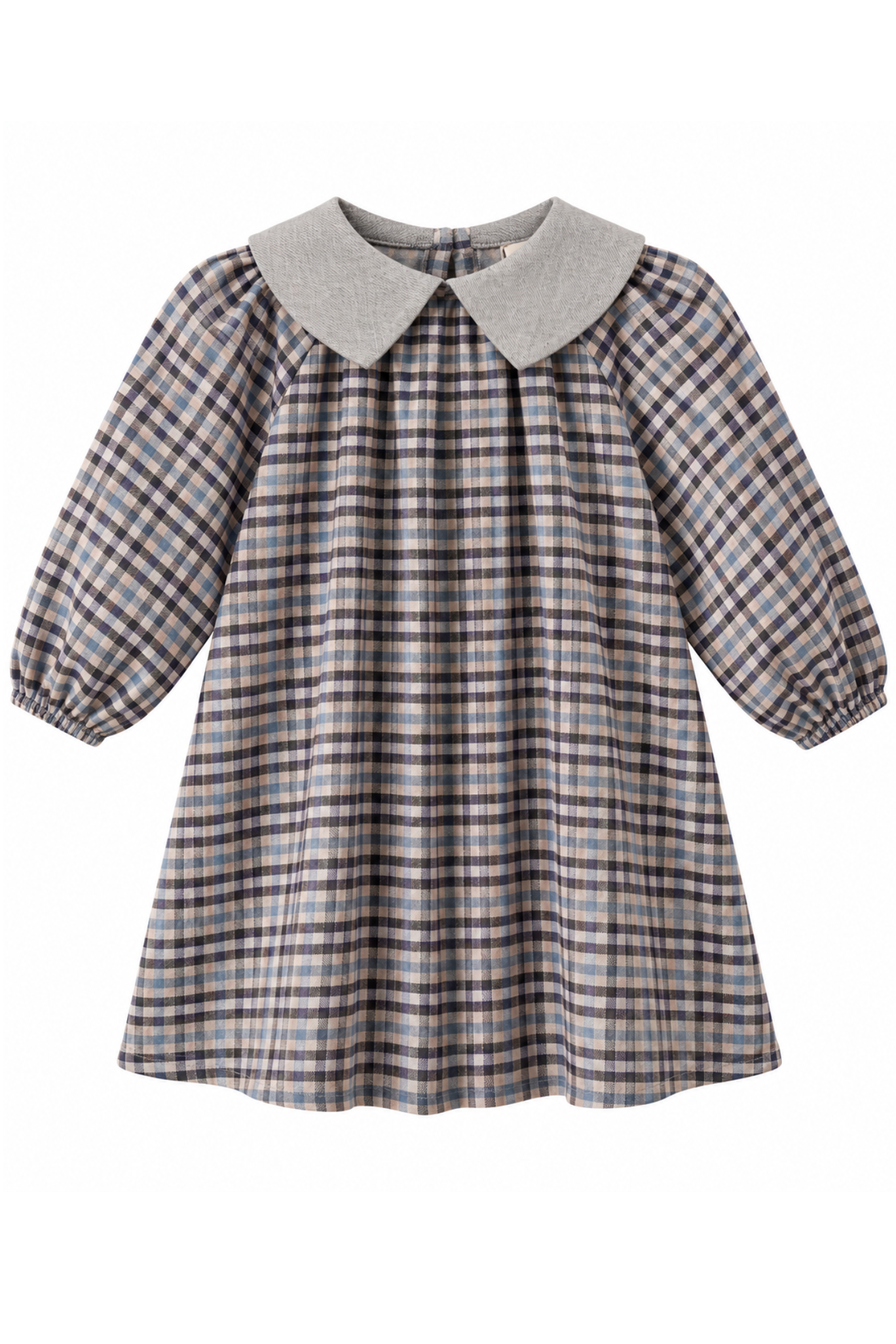 Cozy Check Elbise - Gri 4-6 YAŞ
