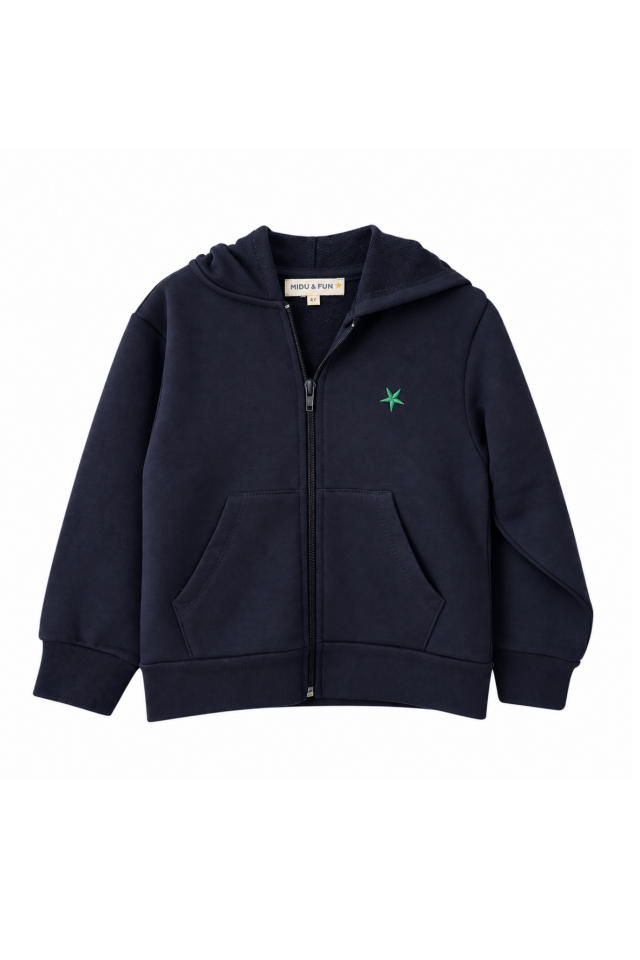 Little Star Fermuarlı Sweatshirt - Lacivert