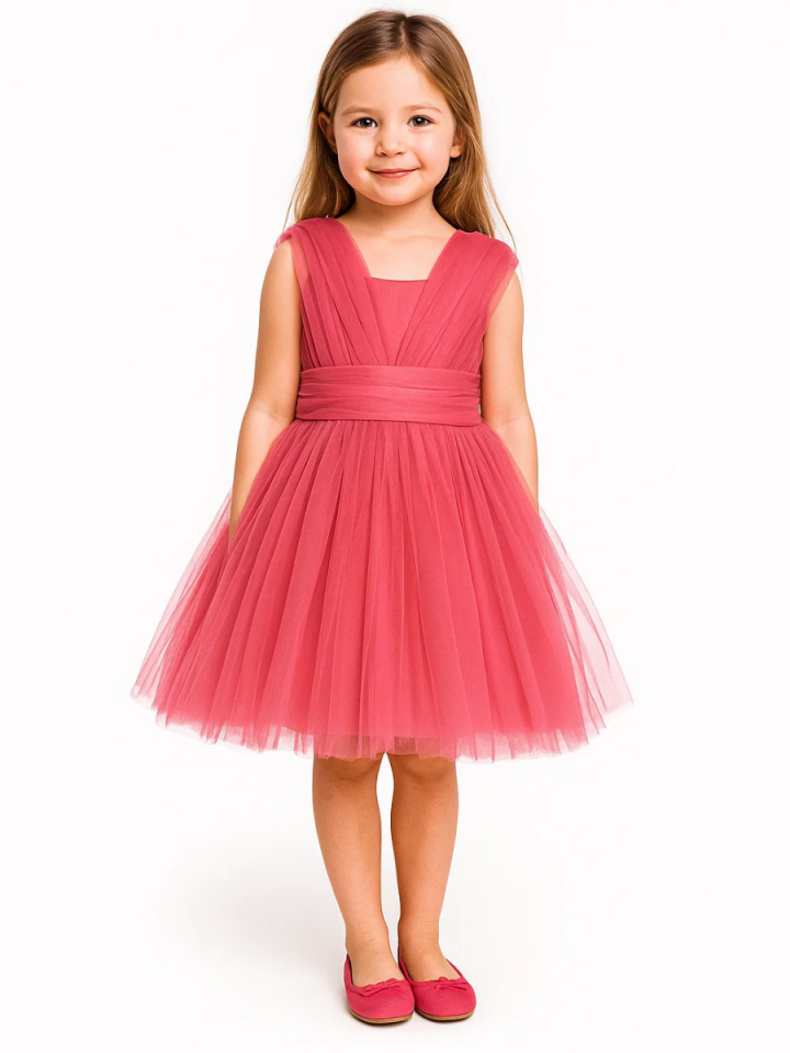 Rosy Kız Çocuk Elbise - Pembe 7 Yaş