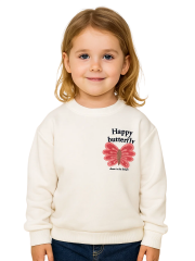 Butterfly Kız Çocuk Sweatshirt - Beyaz