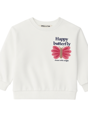 Butterfly Kız Çocuk Sweatshirt - Beyaz