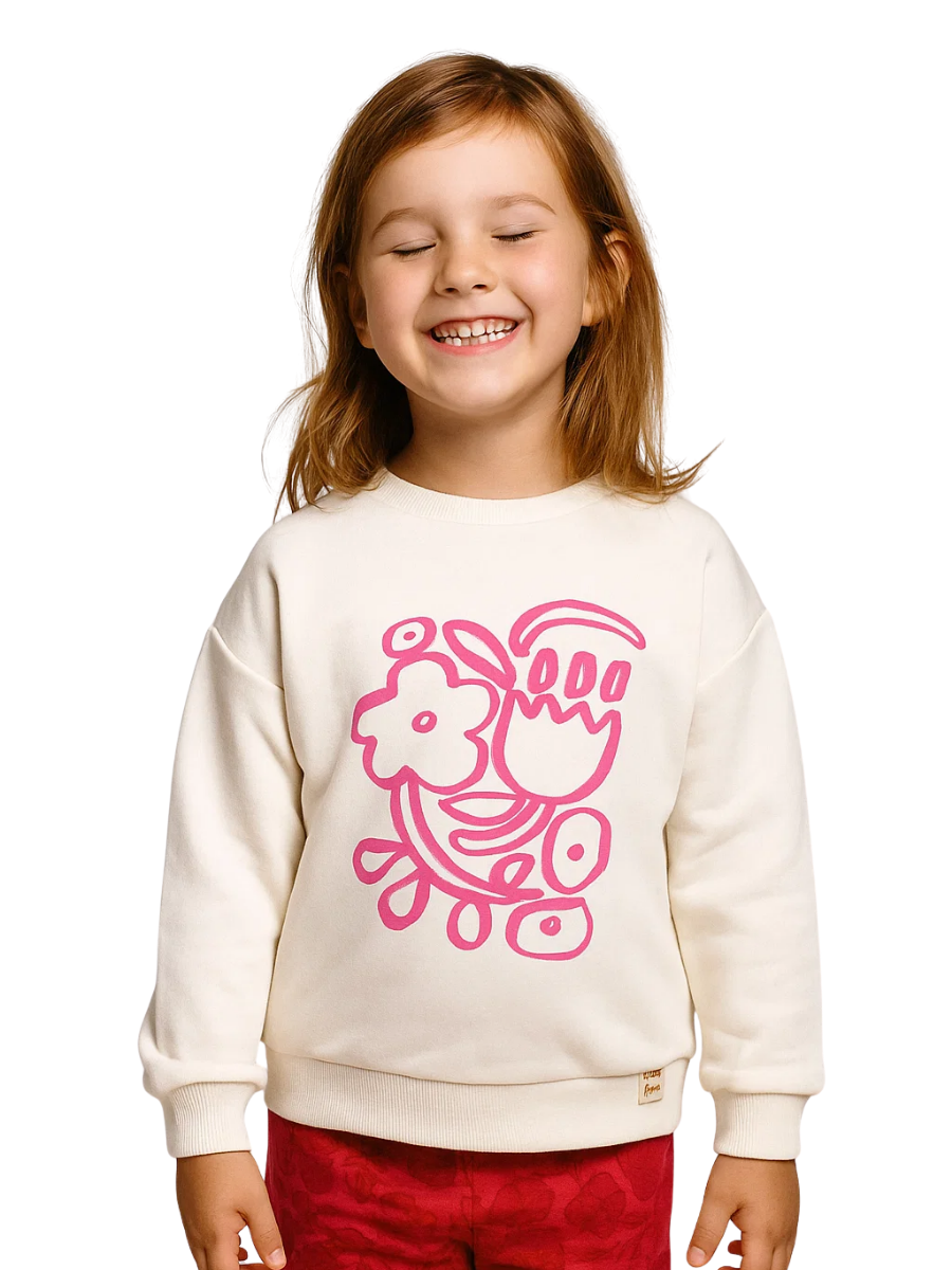 Soft Bloom Kız Çocuk Sweatshirt - Beyaz