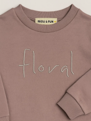 Floral Kız Çocuk Sweatshirt - Lila