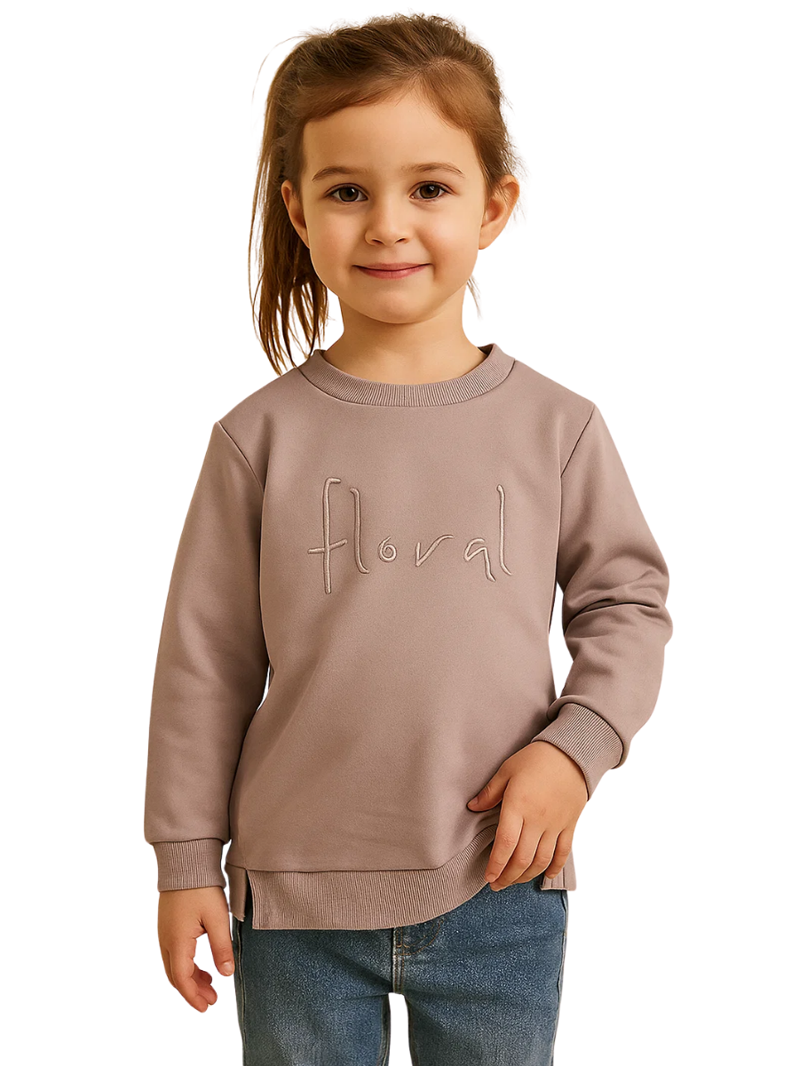 Floral Kız Çocuk Sweatshirt - Lila