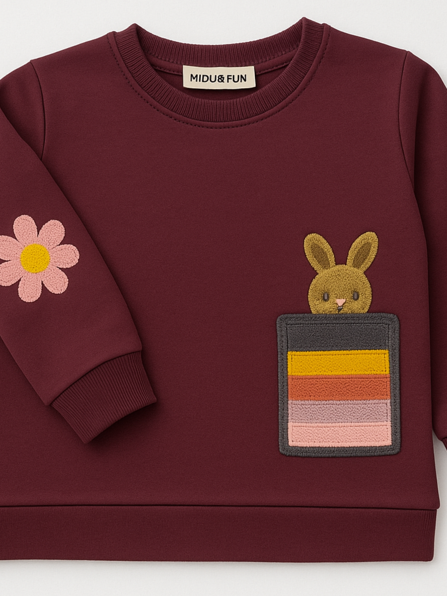 Bunny Kız Çocuk Sweatshirt - Mürdüm