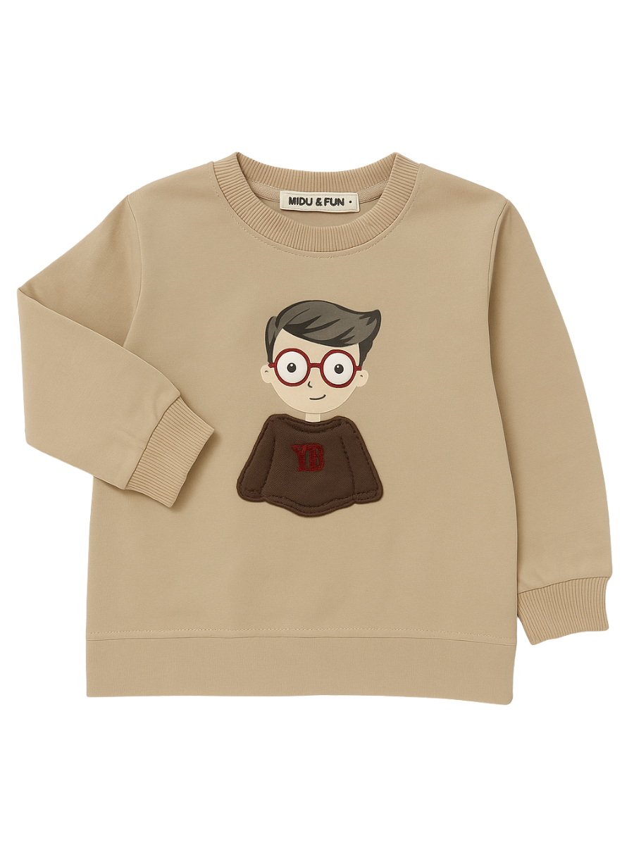 Smart Buddy İnce Erkek Çocuk Sweatshirt - Bej