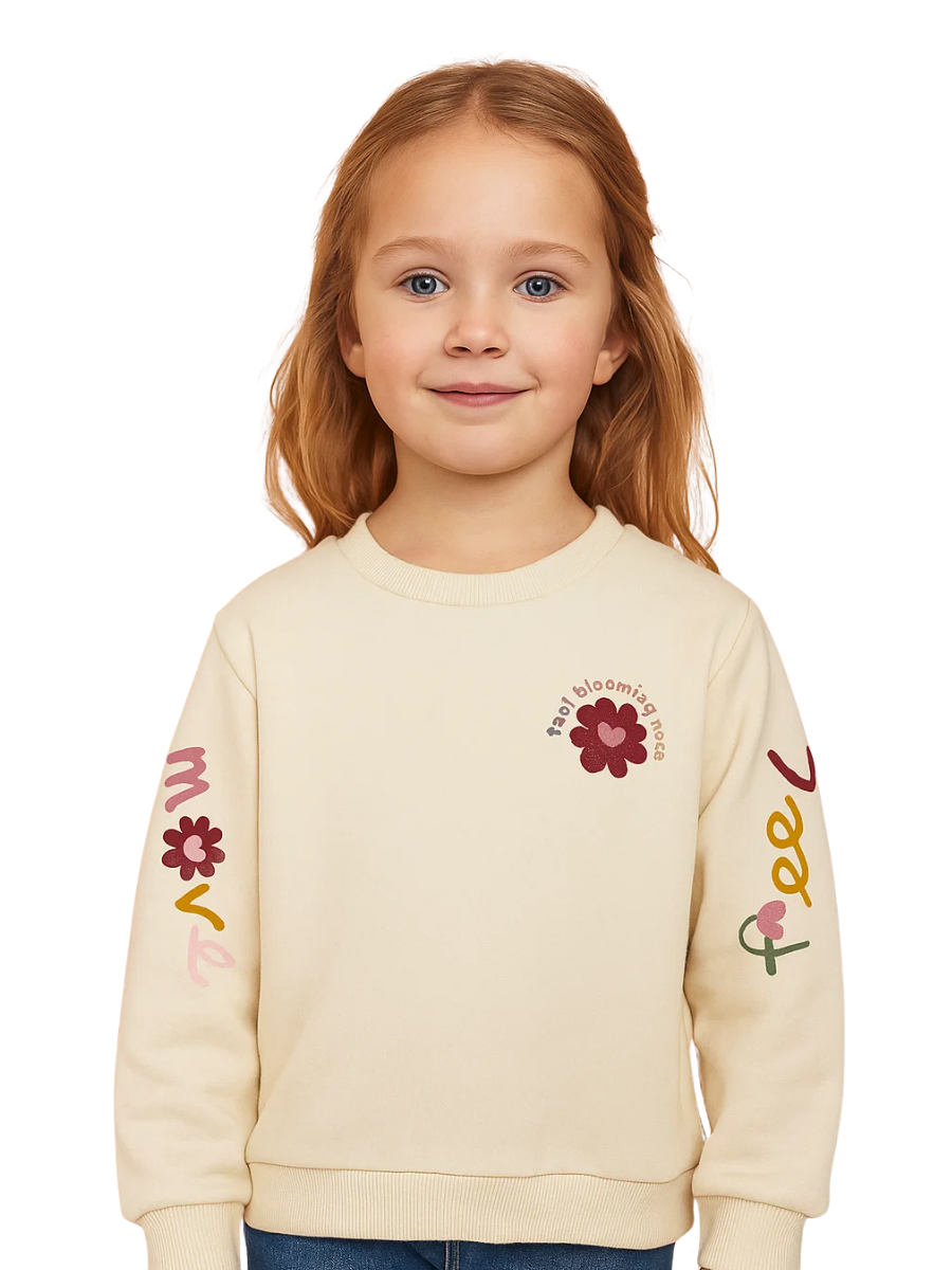 Bloom Kız Çocuk Sweatshirt - Ekru