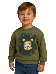 Lion King İnce Erkek Çocuk Sweatshirt - Haki