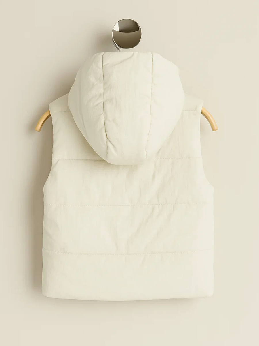Light Hood Kız Çocuk Yelek - Ekru