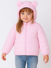 Mini Fluff Kız Çocuk Puffer Mont - Pembe