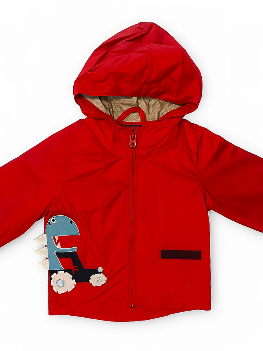 Dino Driver Erkek Çocuk Yağmurluk - Kırmızı