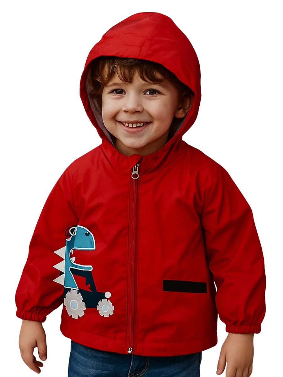 Dino Driver Erkek Çocuk Yağmurluk - Kırmızı