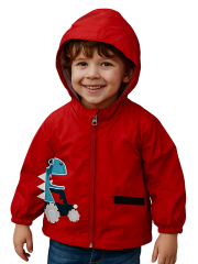 Dino Driver Erkek Çocuk Yağmurluk - Kırmızı