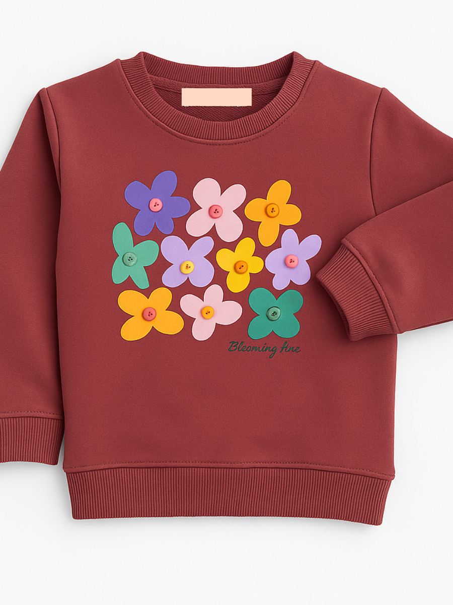 Color Bloom Kız Çocuk Sweatshirt - Gül Kurusu