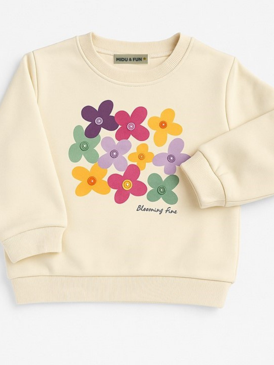 Color Bloom Kız Çocuk Sweatshirt - Ekru