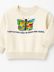 Happy Butterfly Kız Çocuk Sweatshirt - Ekru