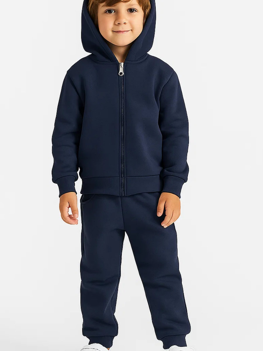 Zip-Up Unisex Çocuk Sweatshirt - Lacivert