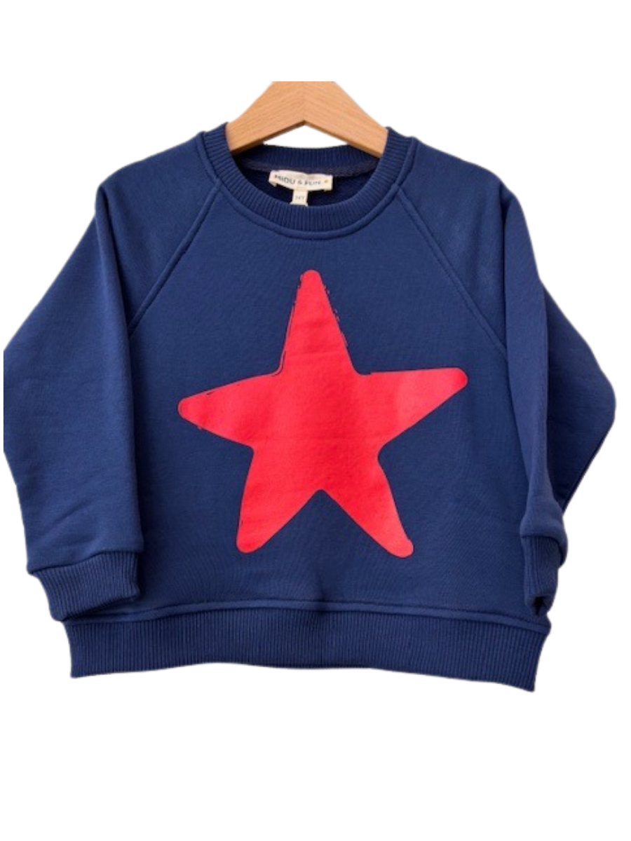 Star Print Unisex Sweatshirt - Lacivert